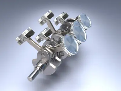 Animated V8 Engine 3D model