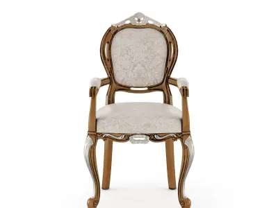 Antique Ivory Brocade Armchair 3D model