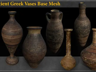 25 Ancient Greek Vases Base Mesh Low-poly 3D model