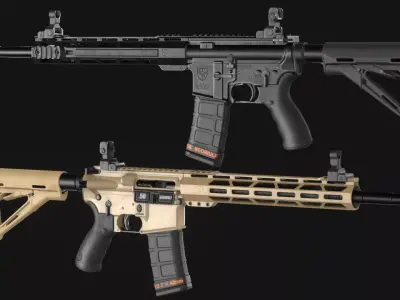 Alexander Arms 50 Beowulf Tactical AR-15 - Game Asset Low-poly 3D model