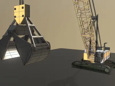 Construction Vehicle Cable Crane Low Poly and Rigged Low-poly 3D model