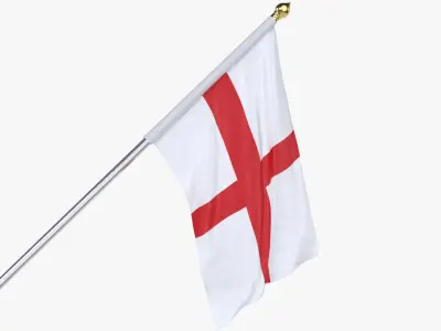 England Cloth Flag Wall Mount Animated 3D model
