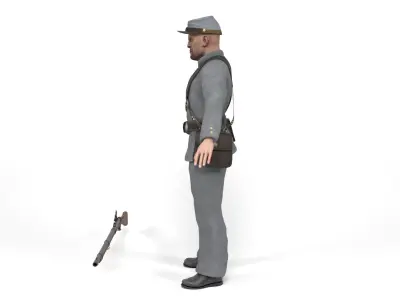 Confederate Soldier 2 Low-poly 3D model
