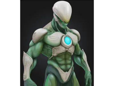 Stylized Bio Armored Alien Warrior Futuristic Sci Fi Low-poly 3D model