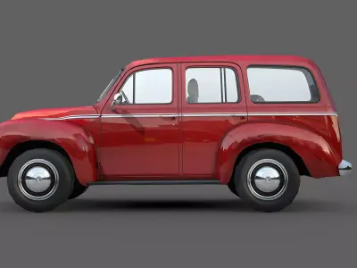 Vintage Family Car Low-poly 3D model