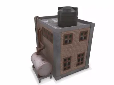 Abandoned Small Warehouse Exterior Low-poly PBR Low-poly 3D model