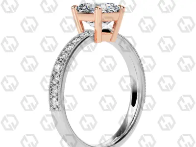 Ring 211 Milgrain shape milgrain pave set with Gems 3D print model