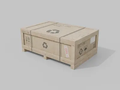 Customizable Wooden Crate Duo - Flat and Narrow 3D model