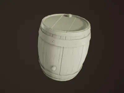 Stylized Western Wooden Barrel Low-poly 3D model