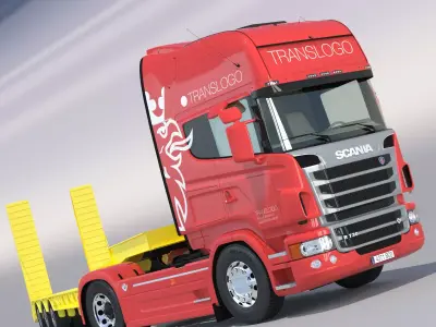 Euro Truck With Flatbed Semitruck  3D model