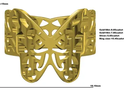 Butterfly Bug Insect Ring 3D print model