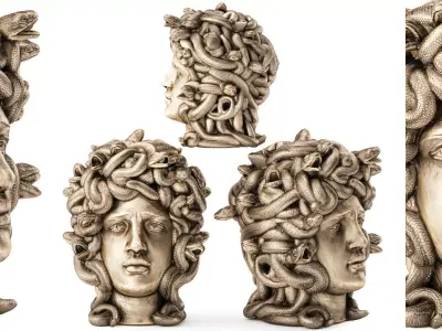 Decorative metal bust figurine of Gorgon Medusa decor 3D model