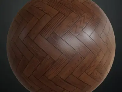 Antique High-Gloss Parquet Floor PBR Seamless Texture 10