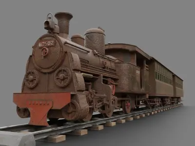 Old abandoned train B2502 3D model