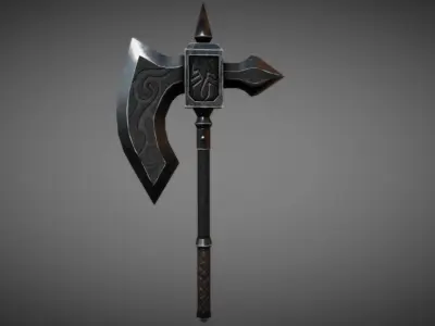 Metal Battle Axe 01 Low-poly 3D model