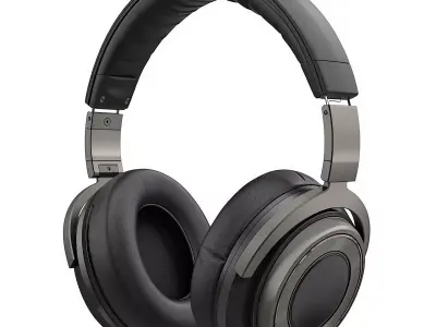 Professional Studio OverEar Headphones Brown Leather 3D Model 3D model