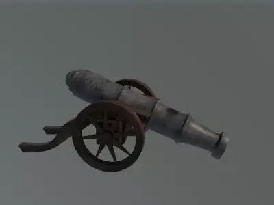 cannon 3d model on wheels Free low-poly 3D model