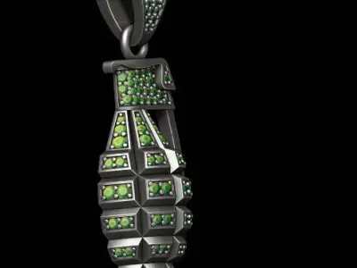 Grenade pendant with gems 3D print model