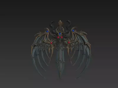 Stylized Fantasy Sword 3D Model - Decorative Weapon 3D model