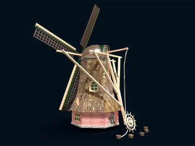 Holland Wind turbines Low-poly 3D model