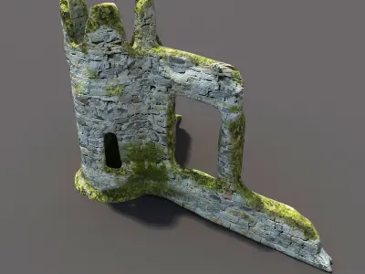English Castle Ruin 3 Low-poly 3D model