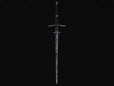 Flamberge Zweihander Medieval Two-handed Sword Free low-poly 3D model