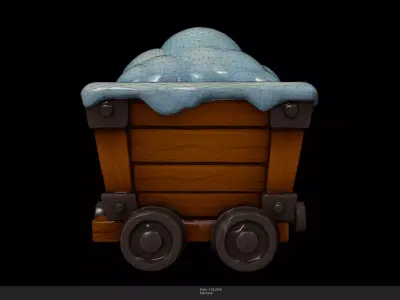 Stylized Snowy Mine Cart Low-poly 3D model
