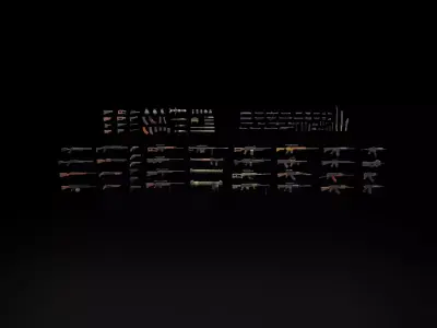 Low Poly Military Weapons Low-poly 3D model