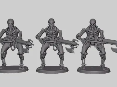 Sinister 3D Print Model Evil Space Mechanoid with Varied Heads Free 3D print model
