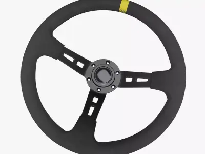 Steering Wheel 01 - Variation A - Black Stiches Low-poly 3D model