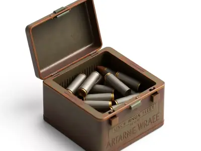 Military Ammo Crate with Bullets Low-poly 3D model