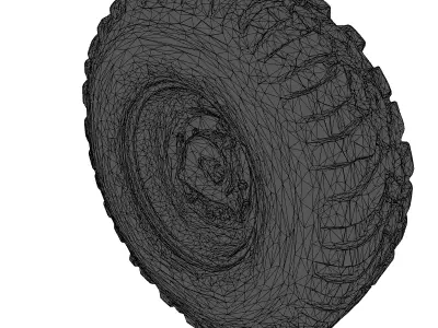 Aggressive OffRoad Tire and Wheel 3D model