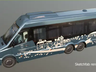 Mercedes bus 77 VGB Low-poly 3D model