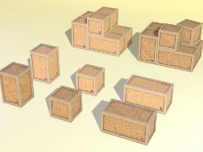 PBR Wooden Shipping Crate Osb Low-poly 3D model