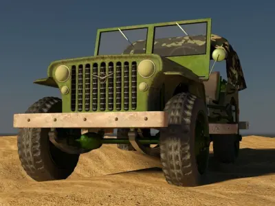 military-jeep military jeep in desert 3D model
