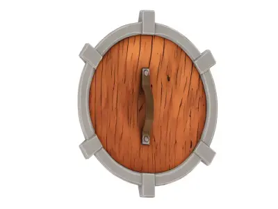 Stylized Medieval Round Shield Low-poly 3D model