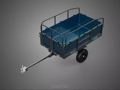 FENCE DRAY TRAILER CART TOW GARDEN TRACTOR SAFETY RAILINGS HITCH 3D model