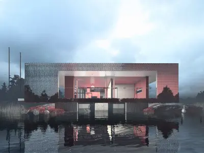 Modern Lake House 3D model purchase
