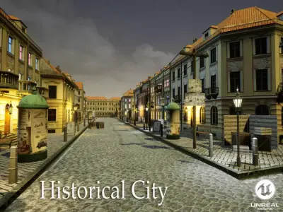 Historical City Unreal Engine Low-poly 3D model