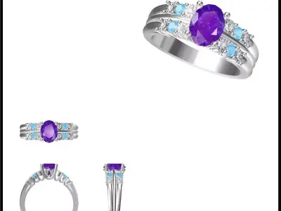 JCD Format Antique color stone rings jewellery 3dm files 3D print model