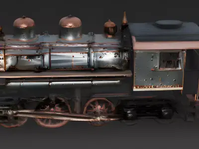 Realistic Full Rusted Steam Locomotive 3D Model Low-poly 3D model purchase