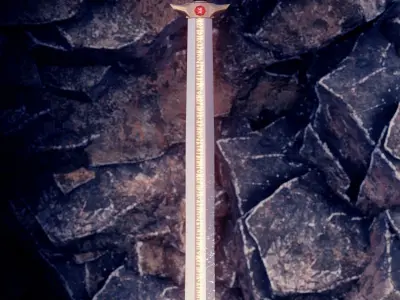 Sword in the stone in cave scene with FX and simple animation 3D model