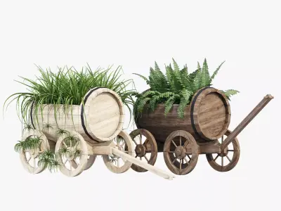 Novelty wooden barrel planter 3D model