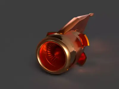 Chinese airplane jet engine  figure    Low-poly 3D model