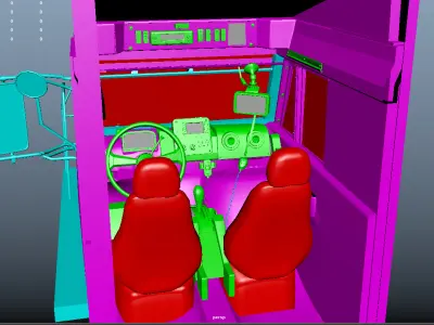 CAT Truck Interior VR Driving Simulator Low-poly 3D model