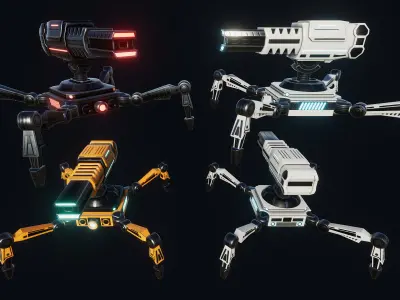 Spider Insect Robots Low-poly 3D model
