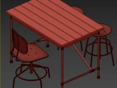 KULLABERG desk and chairs 3D model