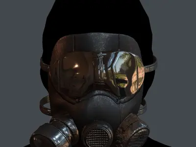 Gas mask helmet 3d model scifi Low-poly Low-poly 3D model Low-poly 3D model 19
