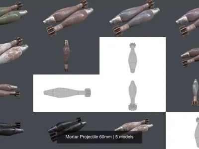 Mortar Projectile 60mm 3D Model Pack