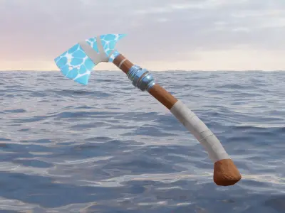 Water axe - Elemental axe - model 01 Low-poly 3D model